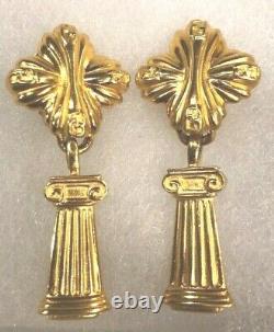 100% Authentic Vintage Fendi Gold Plated Dangle Clip Earrings