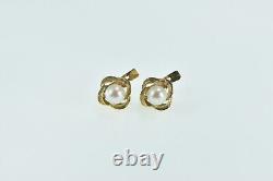 14K Vintage Pearl Classic Dangle French Clip Earrings Yellow Gold 68