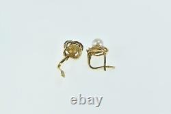 14K Vintage Pearl Classic Dangle French Clip Earrings Yellow Gold 68