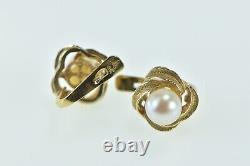 14K Vintage Pearl Classic Dangle French Clip Earrings Yellow Gold 68