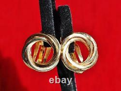 14k yellow gold earrings 0.75 swirl stud clip on vintage handmade 6.9gr