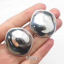 925 Sterling Silver Vintage Mexico Modernist Clip On Earrings