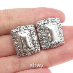 925 Sterling Silver Vintage Ornate Clip-On Earrings