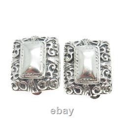 925 Sterling Silver Vintage Ornate Clip-On Earrings