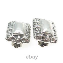 925 Sterling Silver Vintage Ornate Clip-On Earrings