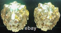 ACCESSOCRAFT GOLDPLATED LEO LION CLIP EARRINGS Vintage Estate jewelry best