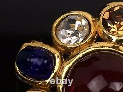 AUTH CHANEL Jwelry stone motif Gold tone EARRINGS VINTAGE 7J100110n