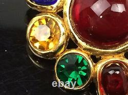 AUTH CHANEL Jwelry stone motif Gold tone EARRINGS VINTAGE 7J100110n