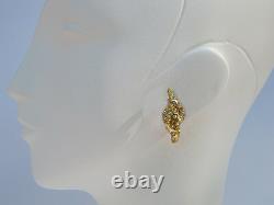 Alexis Lahellec Paris signed clip Earrings vintage gilt metal clear rhinestone
