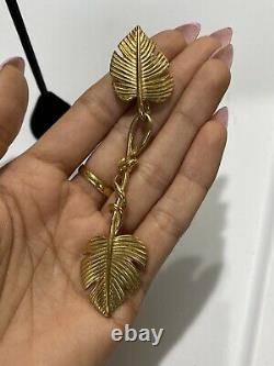Amazing Vintage Givenchy Signed Clip On Dangle Tropical Earrings