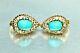 Antique 18K Rose Gold Turquoise 2.0ct White Sapphire Halo Clip Earrings