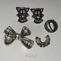 Antique Vintage Clip Earrings and 3 pins Clear Stones