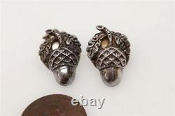 Antique / Vintage English Silver Acorn Shaped Clip Earrings
