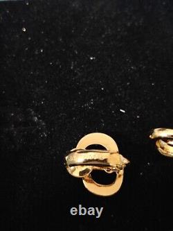 Auth! VINTAGE RARE Christian Dior Clip On Earrings Gold