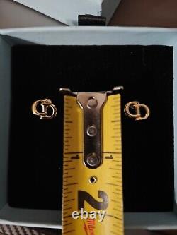 Auth! VINTAGE RARE Christian Dior Clip On Earrings Gold
