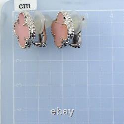 Auth Van Cleef & Arpels Clip-On Earrings Vintage Alhambra Pink Opal 750WG