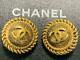 Auth Vintage CHANEL CC Logo Round Clip On Earrings Gold Used form Japan F/S