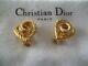 Authentic CHRISTIAN DIOR Vintage Signed Heart Design Clip On Earrings With Pouch