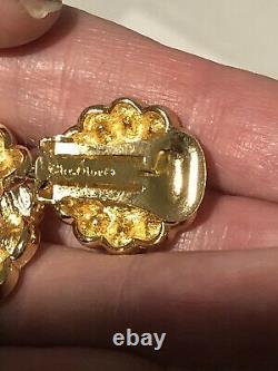 Authentic Christian Dior Vintage Rhineston Clip On Earrings Mint Condition