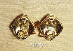 Authentic Vintage CHANEL Big Ribbon Square Clip on Earrings