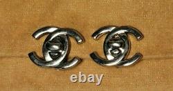 Authentic Vintage CHANEL CC Turn lock Clip on Earrings