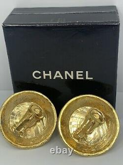 Authentic Vintage CHANEL FAUX PEARL Clip Earrings 24k Gold Plated