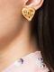Authentic Vintage CHANEL Gold Tone Heart Shaped Earrings CC
