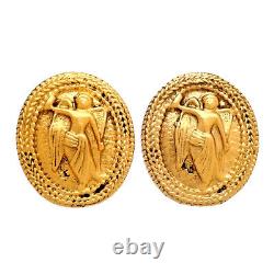 Authentic Vintage Chanel clip on earrings Angel oval round #AF034