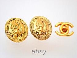 Authentic Vintage Chanel clip on earrings Angel oval round #AF034
