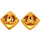 Authentic Vintage Chanel clip on earrings CC logo large rhombus #AF017