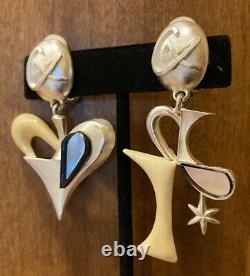 Authentic Vintage Christian Lacroix Silver Plated Groovy Clip Earrings