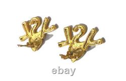 Authentiques boucles d'oreilles Clips YSL, dorées à l'or fin vintage, Années 80