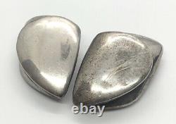 Bayanihan Signed Vintage Sterling Silver Earrings 925 Clip On Modernist