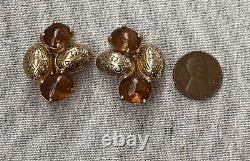 Beautiful Vintage Elsa Schiaparelli Gold Tone Signed Clip Earrings