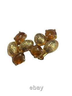 Beautiful Vintage Elsa Schiaparelli Gold Tone Signed Clip Earrings