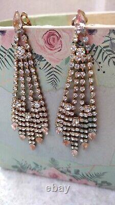 Beautiful vintage crystals clip-earrings