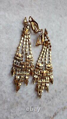 Beautiful vintage crystals clip-earrings