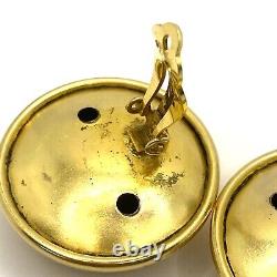 Ben-Amun Vintage 1980's Brushed Gold Clips Earrings Textured Buttons Rare