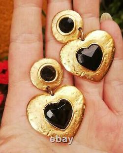 Boucles d'oreilles clips vintage forme coeur dorée pendantes marque Jacky de G