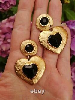 Boucles d'oreilles clips vintage forme coeur dorée pendantes marque Jacky de G