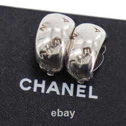 CHANEL CC Logos Circle Earrings Silver 925 Clip-On Vintage Authentic #AC746 Y
