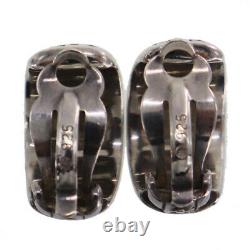 CHANEL CC Logos Circle Earrings Silver 925 Clip-On Vintage Authentic #AC746 Y
