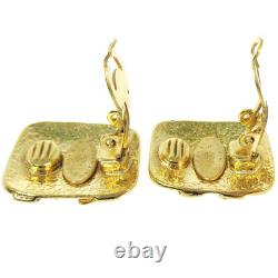 CHANEL CC Logos Earrings Clip-On Gold-Tone 94A Accessories Vintage 00741