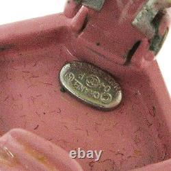 CHANEL CC Logos Rhombus Motif Earrings Pink Silver Clip-On 04P Vintage 00855