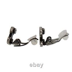 CHANEL CC Logos Used Earrings Clip-On Silver 99A France Vintage #AH356 Y