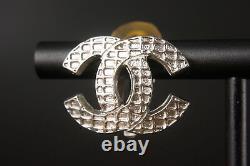CHANEL Earrings Vintage CC Logos Clip-on Logo Silver Plated #CE10
