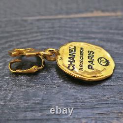 CHANEL Gold Plated CC Logos Cambon Vintage Swing Clip Earrings #165c Rise-on