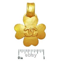CHANEL Gold Plated CC Logos Clover Swing Vintage Clip Earrings #321c Rise-on