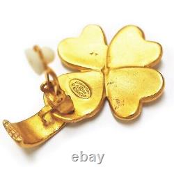 CHANEL Gold Plated CC Logos Clover Swing Vintage Clip Earrings #321c Rise-on