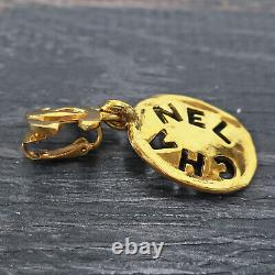 CHANEL Gold Plated CC Logos Vintage Swing Clip Earrings #162c Rise-on